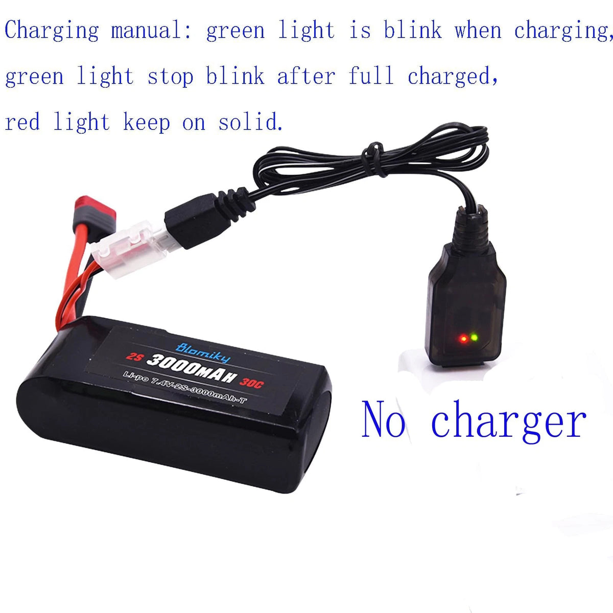 Blomiky 2 Pack 7.4V 2S 3000mAh Shorty T Plug Lipo Battery with XT60...