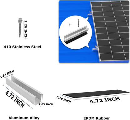 Solar Panel Mounting Brackets, Roof Mount Kit, Rails and Clamps 4pc-panel