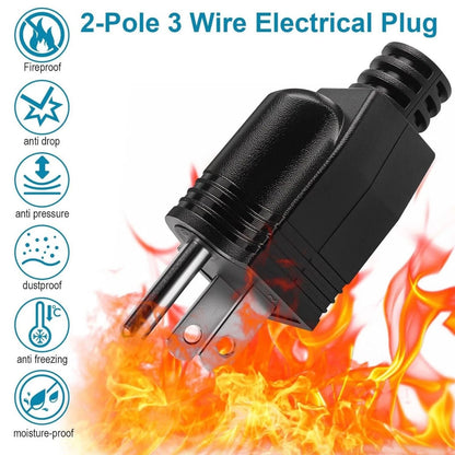 Male Electrical Plug Replacement Connector 3 Prong 125V 15A AC 3-Pack Cord
