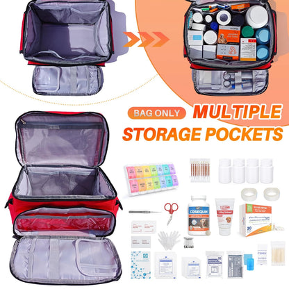 MiimGogo First Aid Bag Empty 12" x 9" x 7" Medical Red Pill Small,