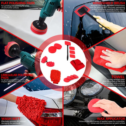 MIANYINGR 35Pcs Car Detailing Kit, Cleaning Kit and B：35PCS-R, Red