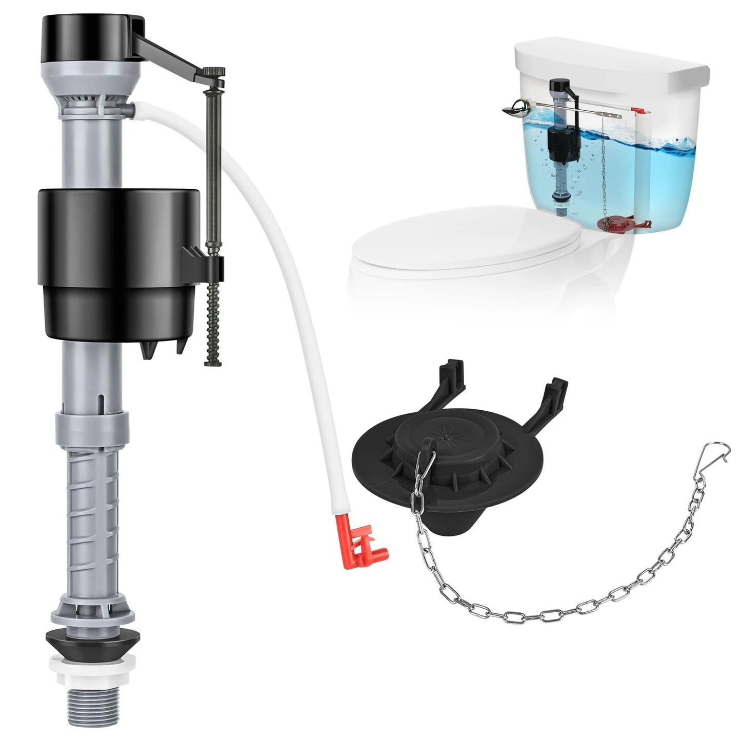 Houpeoro Universal Toilet Repair Kit for Inside Tank – Includes Black