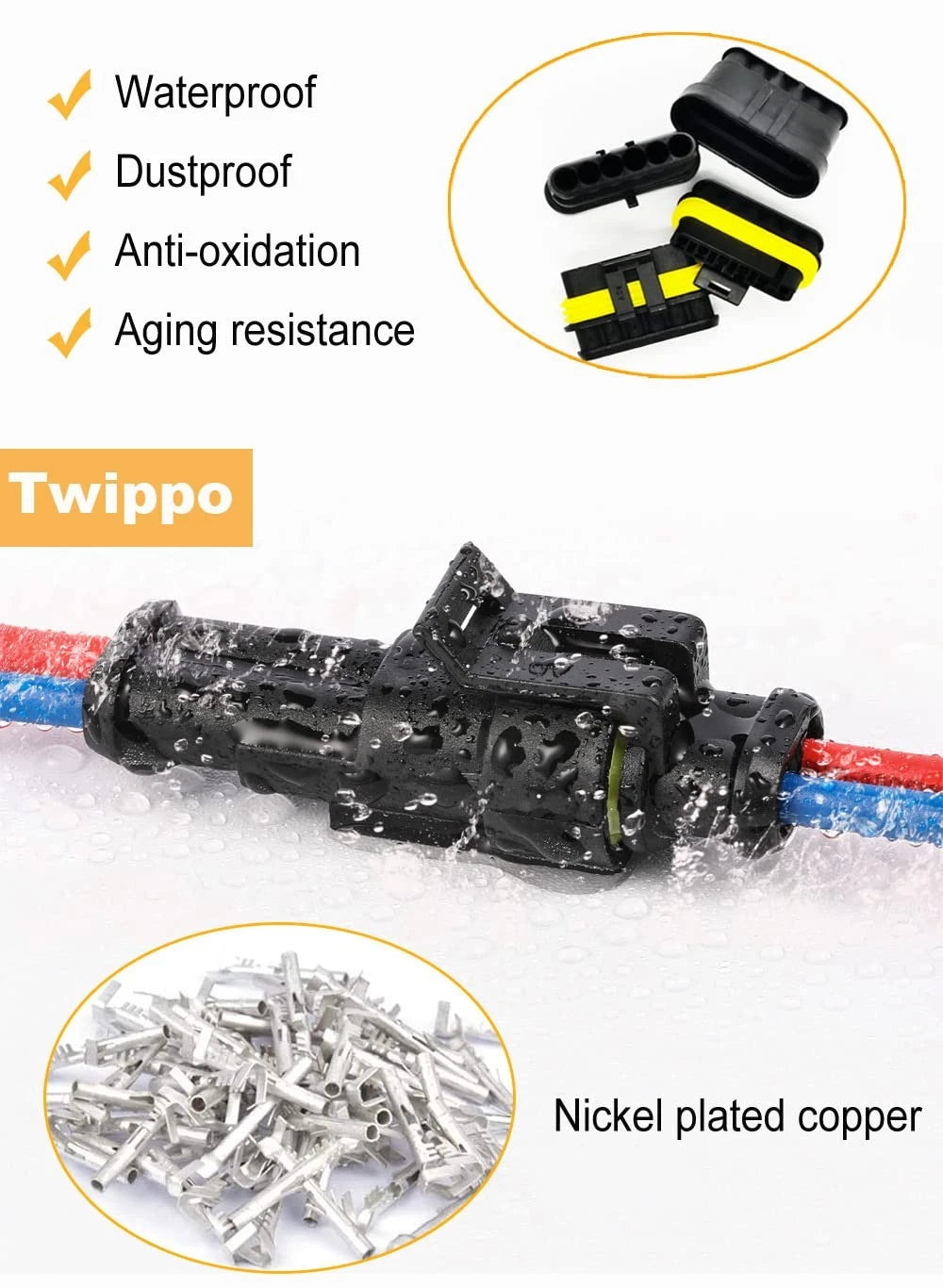Twippo 352Pcs Waterproof Car Electrical Connector universal, 352 Pcs