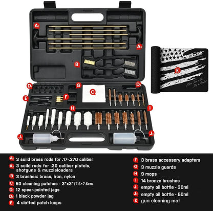 GLORYFIRE Universal Gun Cleaning Kit with Nylon Jags Set One Size, Black