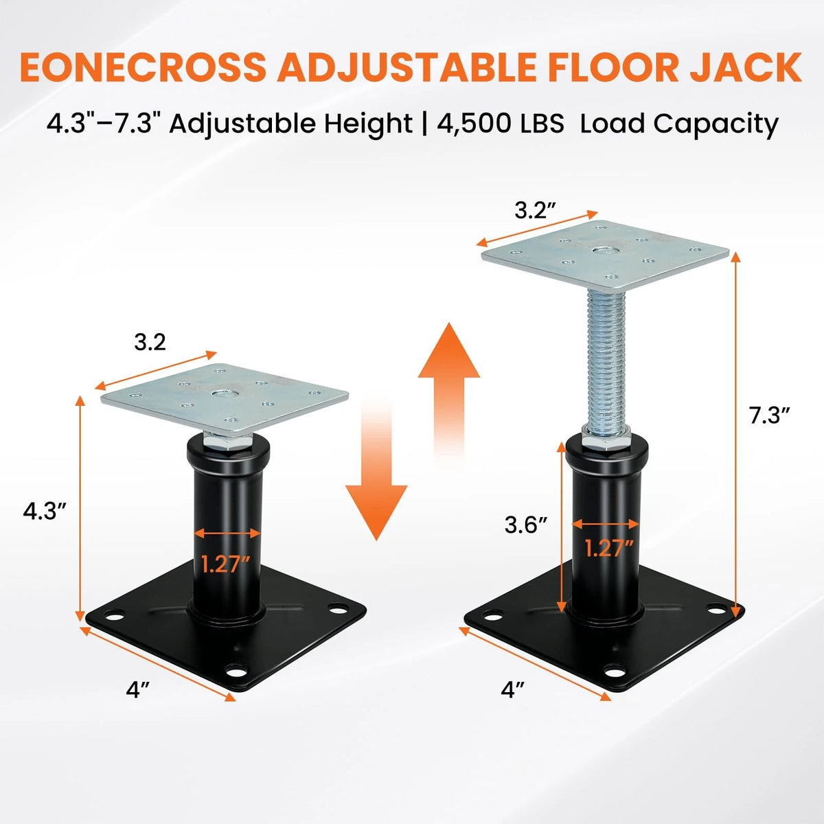 6 PCS House Floor Jacks for Lifting & Leveling, 4"–7"(6 pack), Black