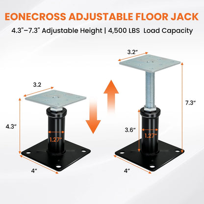 6 PCS House Floor Jacks for Lifting & Leveling, 4"–7"(6 pack), Black