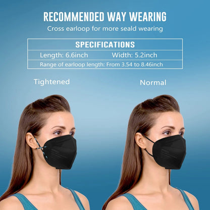 WWDOLL KN95 Face Mask 25 Pack, 5-Layers 1 Count (Pack of 25), Black