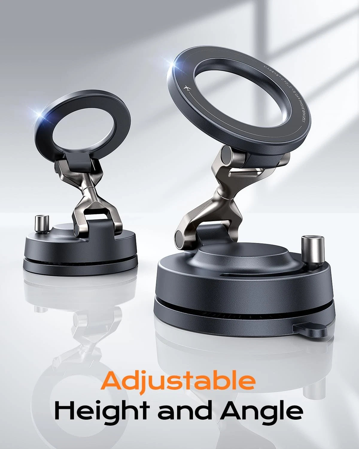 Meifigno for Magsafe Car Mount, [Metal Alloy Arm] Strongest Vacuum Black