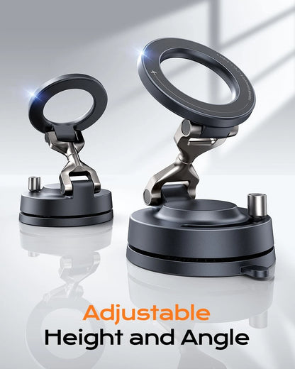 Meifigno for Magsafe Car Mount, [Metal Alloy Arm] Strongest Vacuum Black