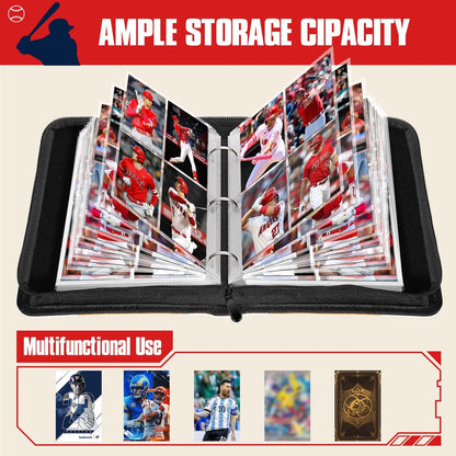 Baseball Trading Card Binder 4 Pocket Gifts for 400 Pockets, Baseball-red