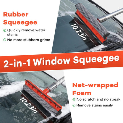 ACTREY Car Wash Brush with Long Handle,Car Clean 6-in-1 Kit, Orange
