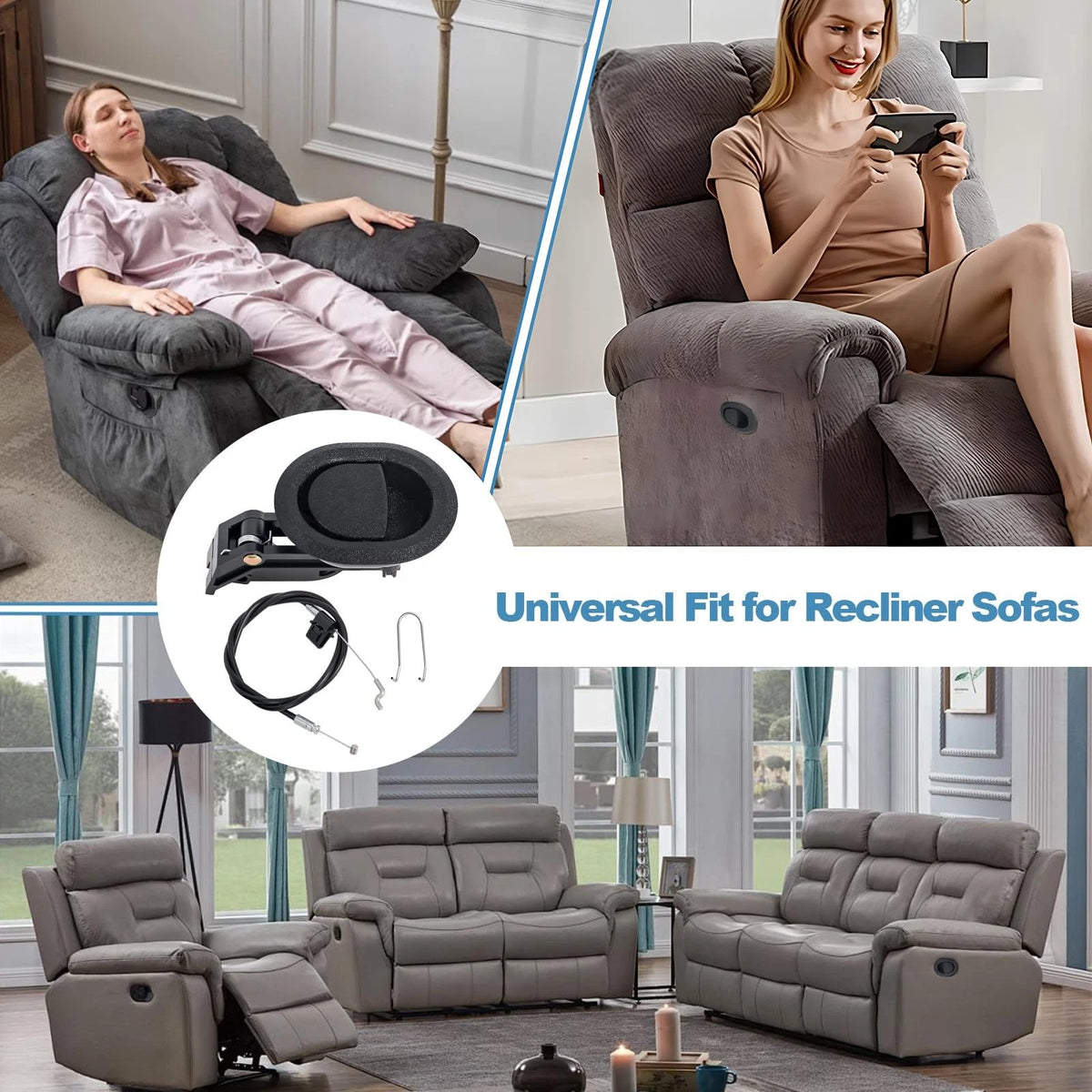 Podoy Recliner Pull Handle Replacement 31D x 3W x 3.5H Inch, Black