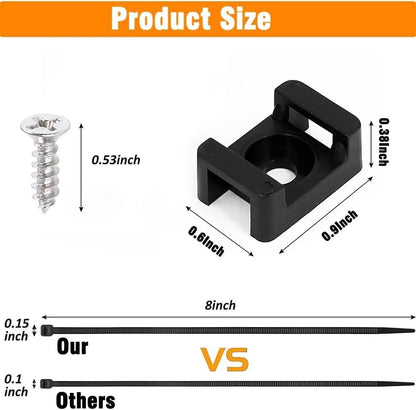 Cable Zip Tie Mounts Kit-50 Pcs Saddle Type H2-50PCS, Black