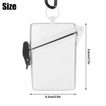 1*Waterproof ID Card Clear Holder Hard Case Plastic Protector With Lanyard