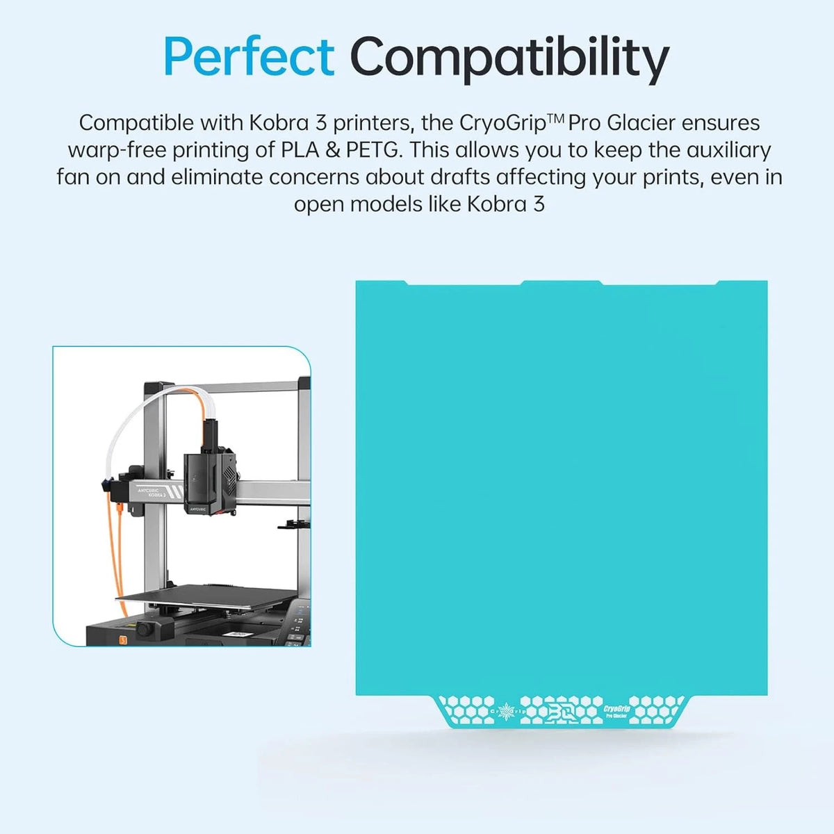 BIQU CryoGrip Pro Glacier Build Plate for Any-Cubic Kobra 3 3D 250*250 MM
