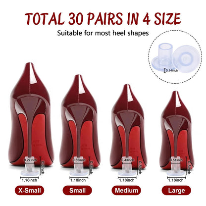 30 Pairs 4 Sizes Heel Protectors for Grass, High 4 Available, Clear