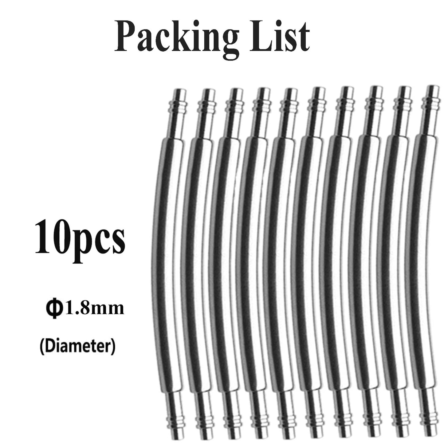 TICFROG 10pcs Curved Watch Spring Bars, 22mm Band Strap 22mm, Silver
