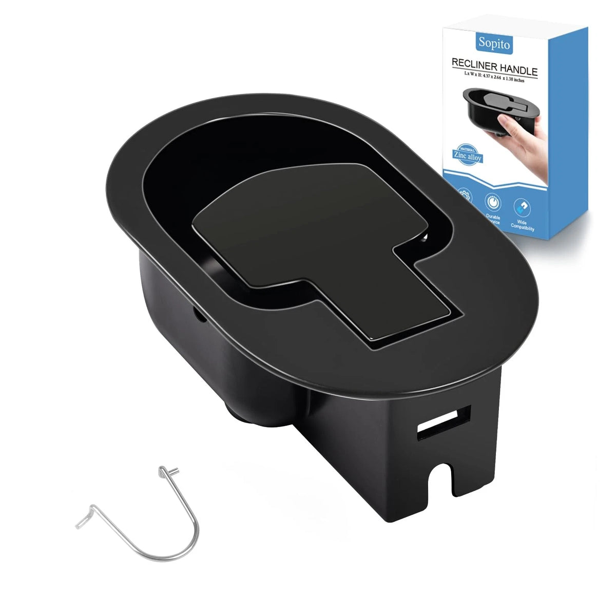 Sopito Universal All-Metal Recliner Handle Replacement handle, Black