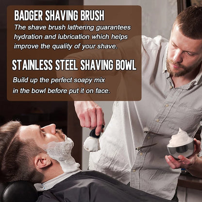4 Packs Shaving Soap w/Shaving Bowl,Shaving Brush,Shaving 7 Piece Set
