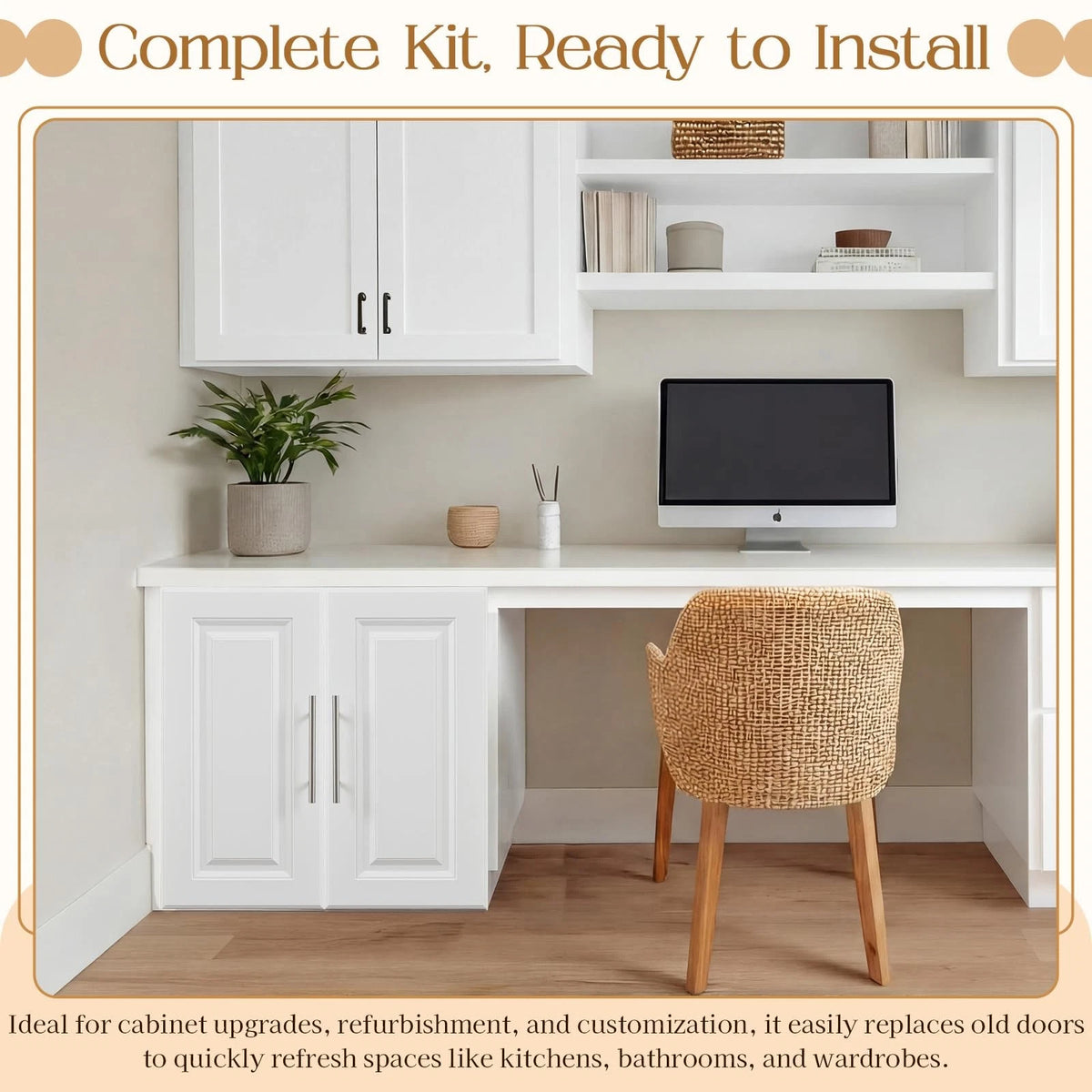 Memorywuu 2 Pcs Built-in Cabinet Doors with 12 x 24 Inch, white and sliver