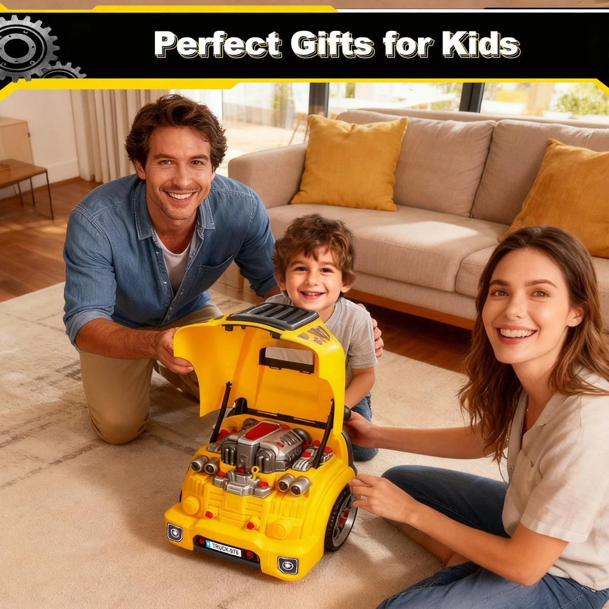 CL FUN Large Truck Engine Toy for Kids: Mechanic Repair Car Kit Toddlers...