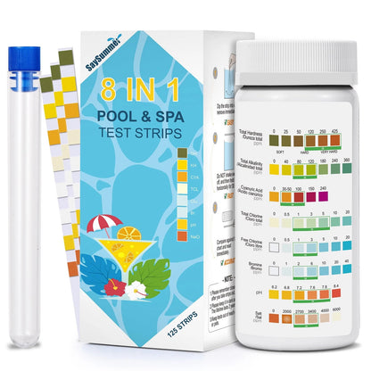 Salt-Water Pool Test Strips Kit: 125 Counts 8-in-1 for Salt Water 125