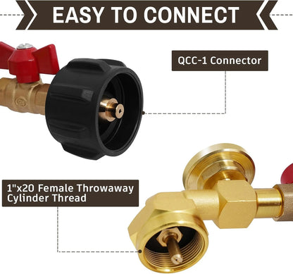 Propane Refill Adapter for 1 LB. Tanks, with 4 caps