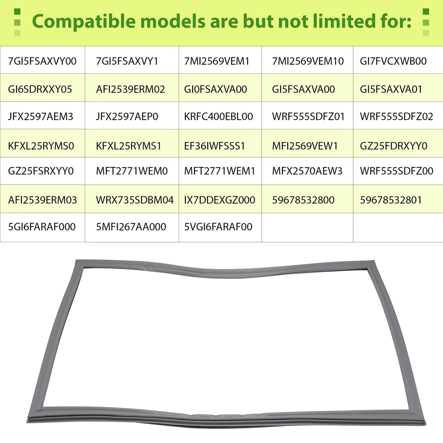 For Whirlpool WPW10714545 W10714545 Refrigerator Freezer Door Gasket