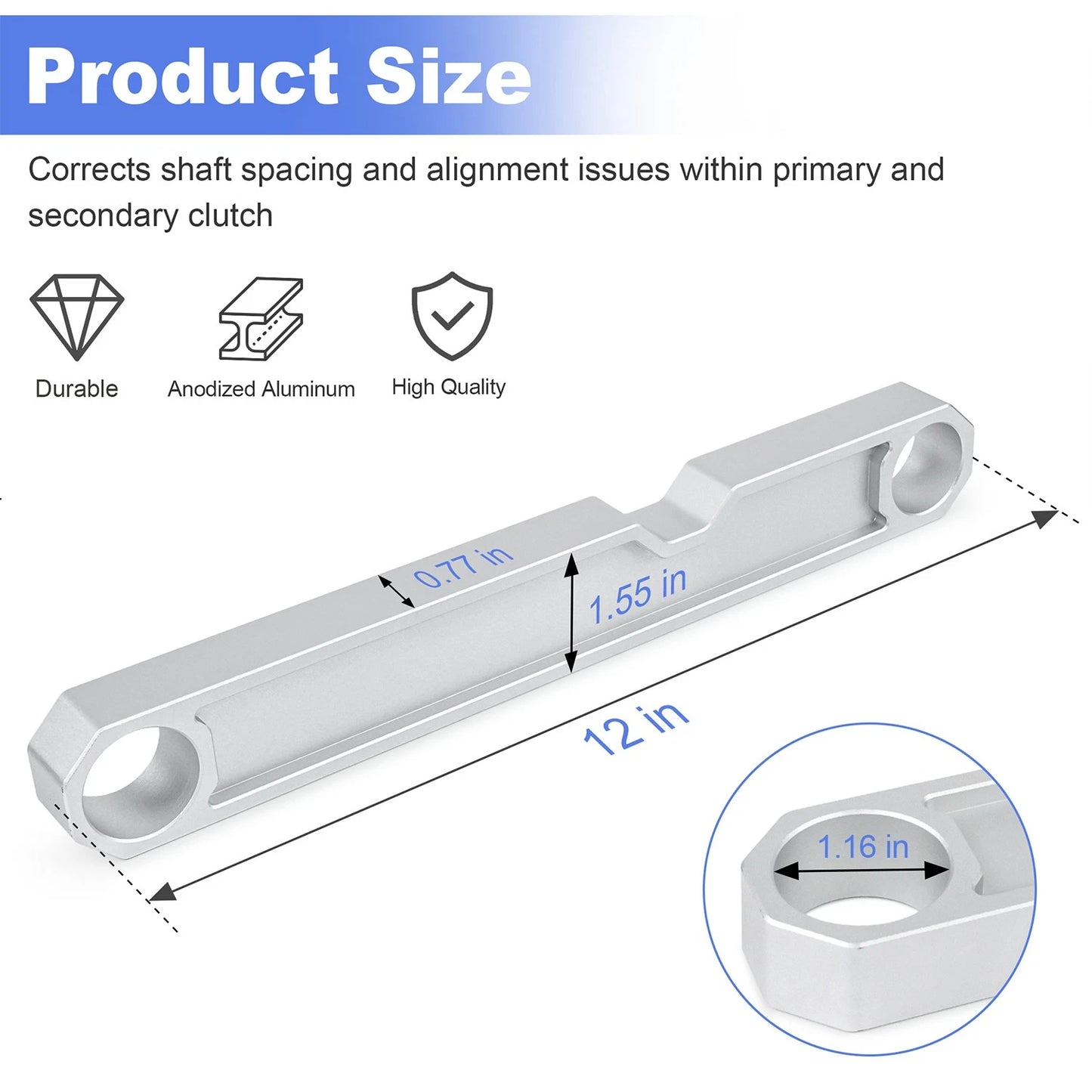 Clutch Shaft Alignment Tool For Polaris RZR XP 1000, XP 4 1000 2014-2023 Silver