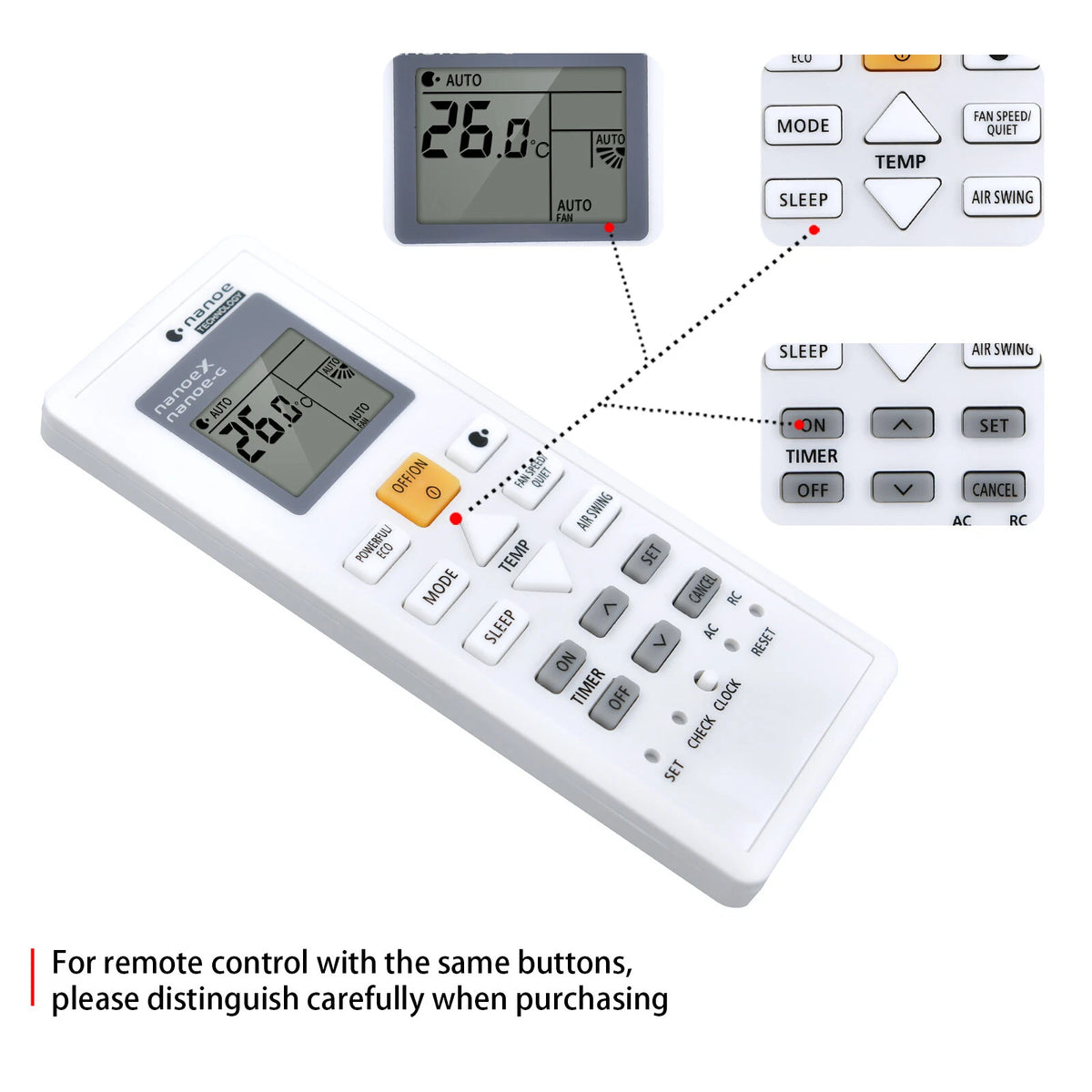 Remote Control For Panasonic Air Conditioner CS-XPU10XKH CS-PU9AKH PU Series