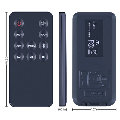 S-2016 For ONN 16 "Slim 2.0 Channel Soundbar Remote Control ONA18SB001