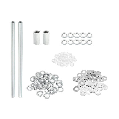 PATIKIL M10 Thread 7.87" Lamp Pipe Kit with Lock Nuts Washers, 7.87", Silver
