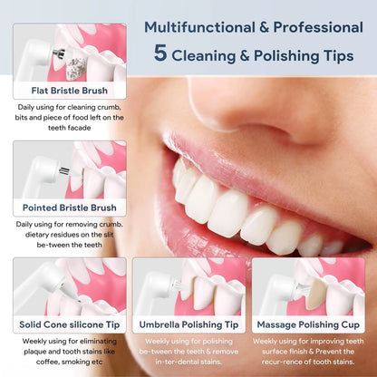 6 Tooth Polisher Replacement Brush Heads,Tooth Cleaning 6 Piece Set, White1