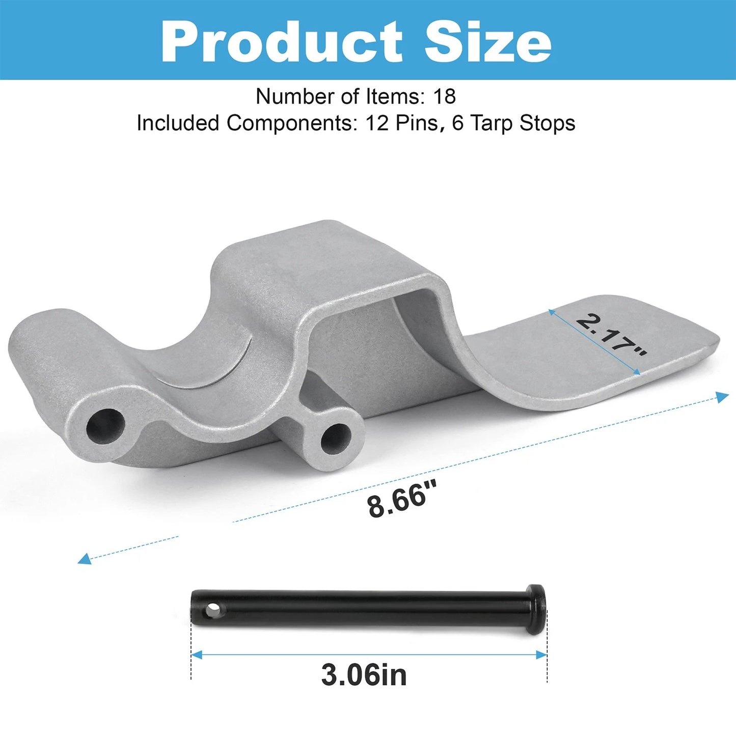 Easy-Off Aluminum (Cast) Tarp Stop w/Clevis Pins -6 Tarp Stops - 12 Pins 1705775