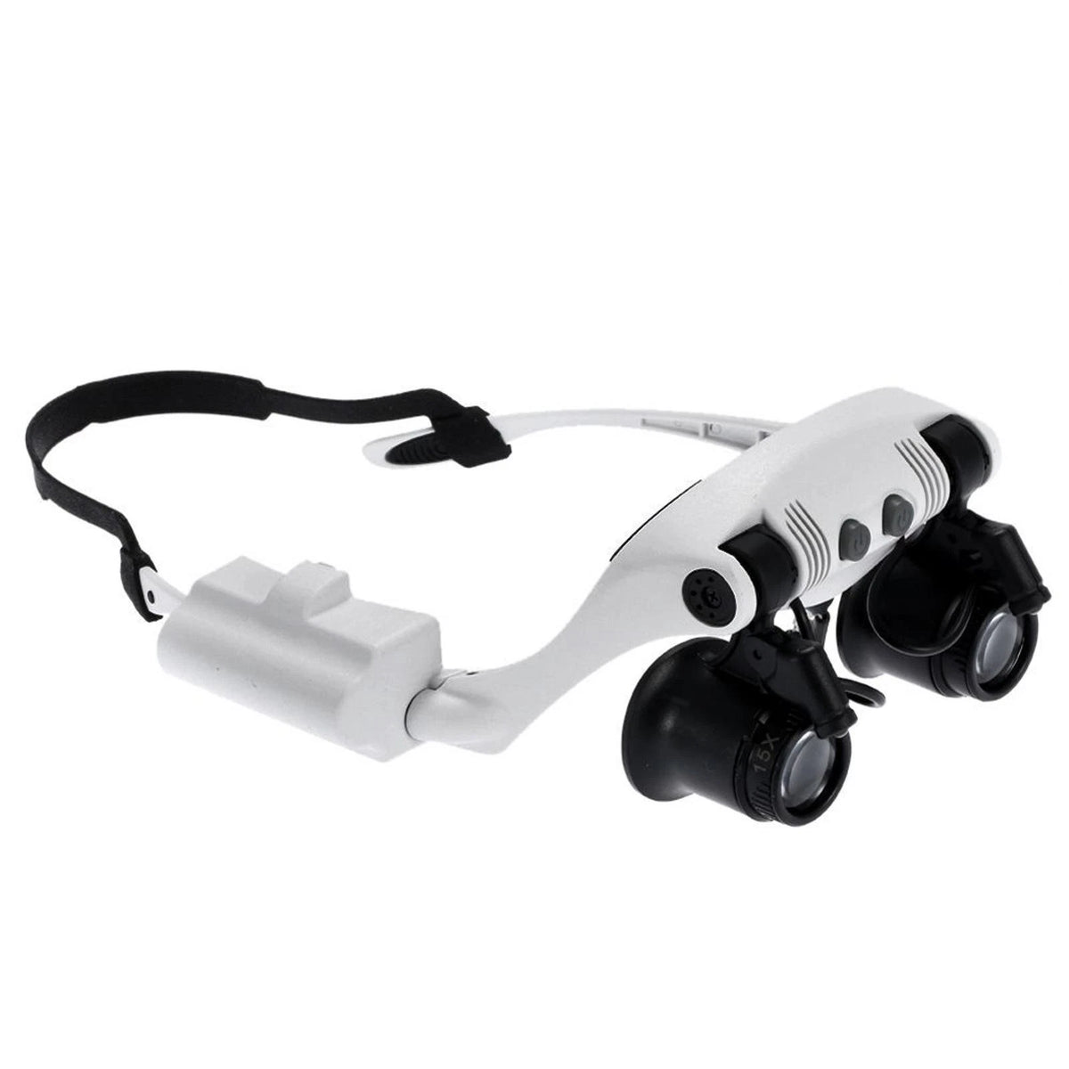 Double Eye Jewelry Watch Repair Magnifier Loupe Glasses W/ LED Light 8 Lens