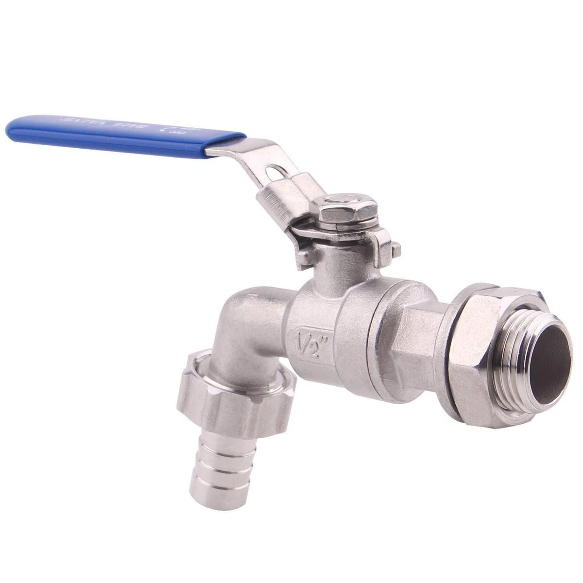 DERNORD Stainless Steel Ball Valve - 1/2 Inch 1/2" NPT to Barb Hose