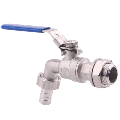 DERNORD Stainless Steel Ball Valve - 1/2 Inch 1/2" NPT to Barb Hose