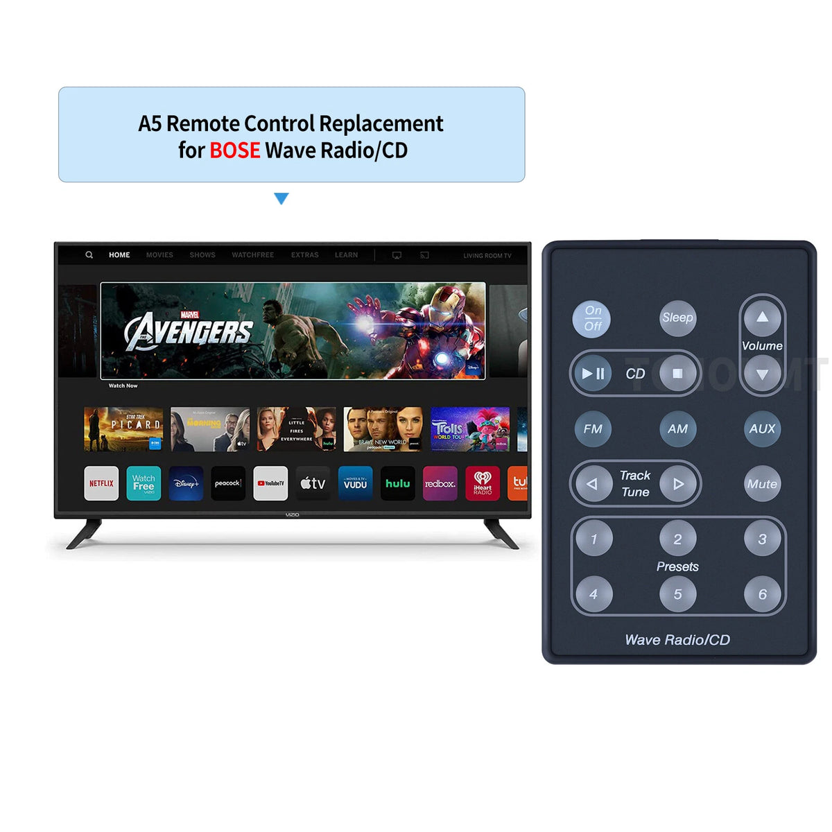 Replacement Remote Control For Bose Wave Radio/CD AWRC-1W AWRC-1G AWRC-1P