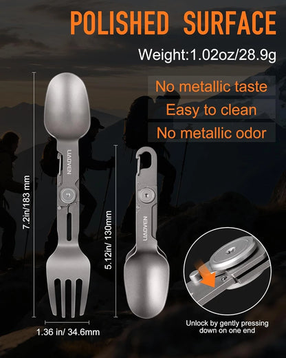 Titanium Spork 3 in 1 Folding Camping Fork and Spoon, Ultra Spork-1pc