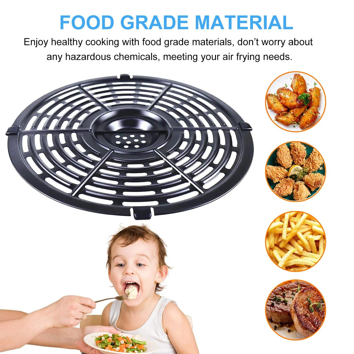 Air Fryer Grill Pan for Power XL 5QT, 8.7'' 5QT Round Round, Black