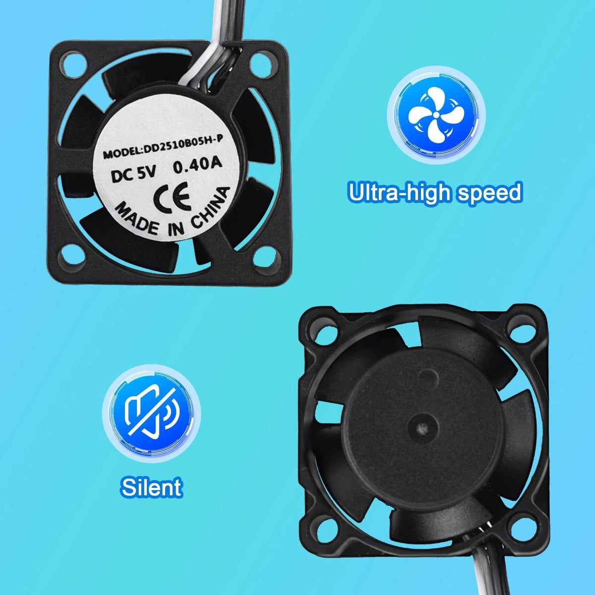 2pcs Extruder Hotend Cooling Fans for Bambu Lab P1P/P1S 3D Printer, black