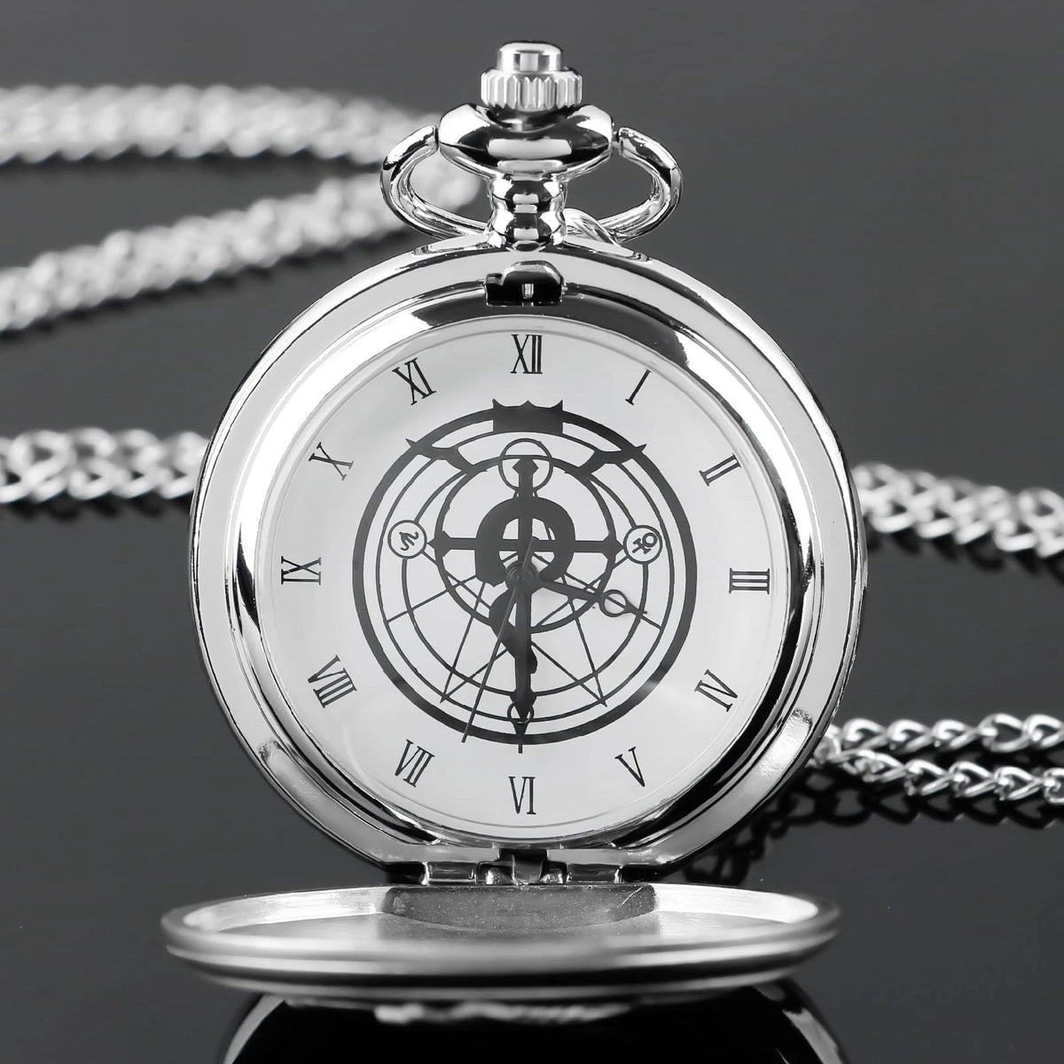 Tiong Pocket Watch with Chain for Cosplay Pendant Accessories & Gifts silver