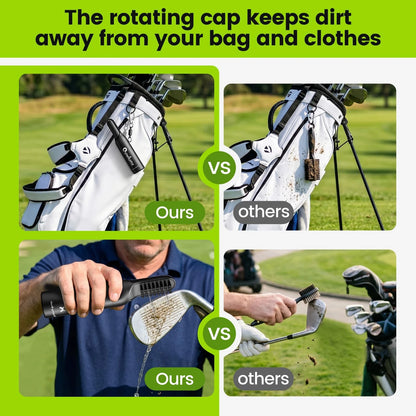 Quwiunx 3-in-1 Golf Club Brush Cleaner Kit with Rotating Protective Black