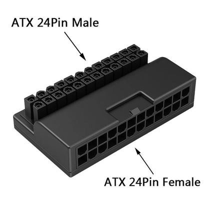 ATX Motherboard Female 24Pin To 24Pin Male 90 Degree Power Adapter Mainboard DIY