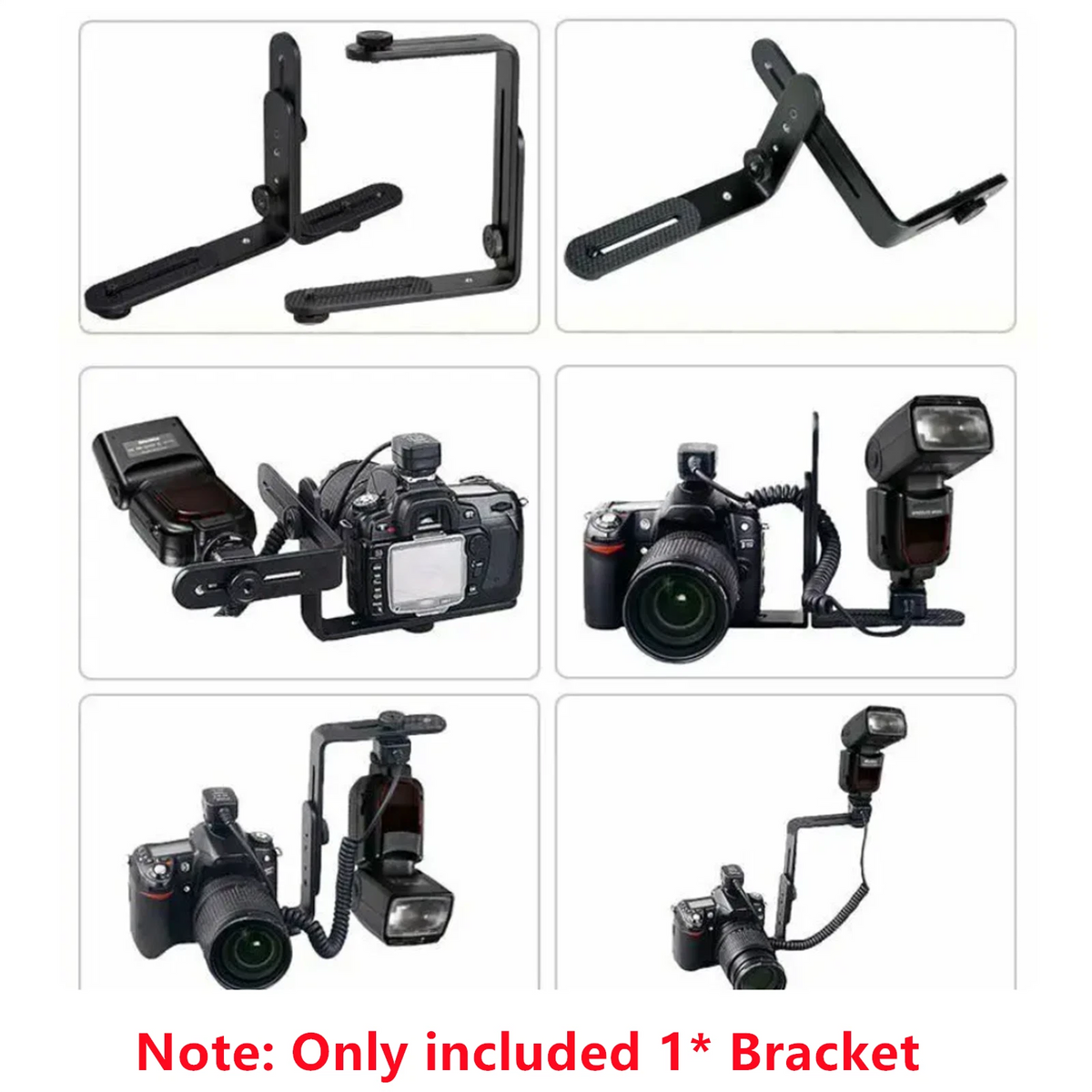 1 Set Double L-shaped Black Aluminum Alloy Metal Bracket kit For DSLR Camera