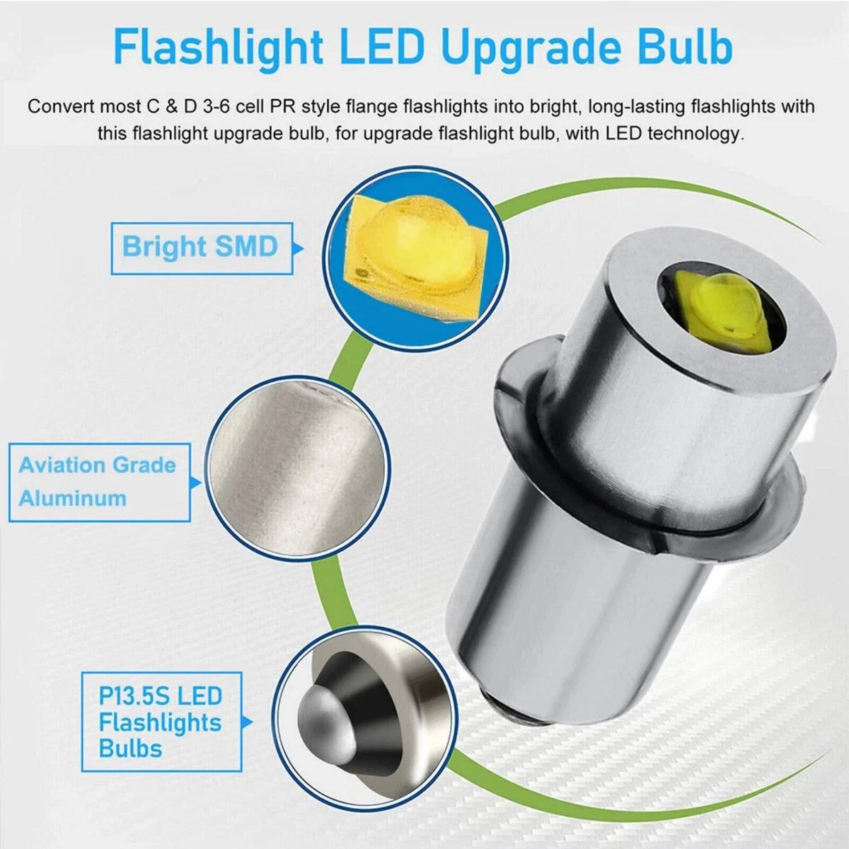 For Craftsman Flashlight 2x P13.5S Base LED Bulb 3W 6-24V Replacement Lamp