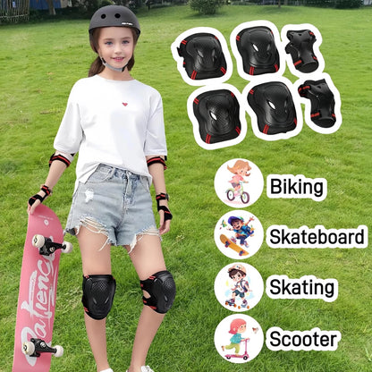 Kids Knee Pads and Elbow Set,Knee for Medium, black&red