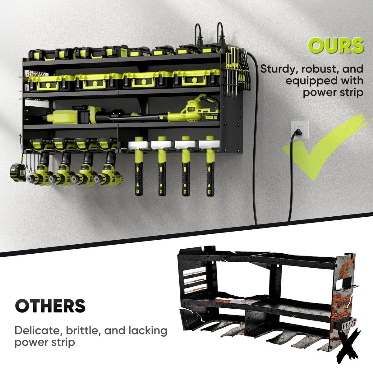 POKIPO Large Power Tool Organizer Wall Mount with Station, Black