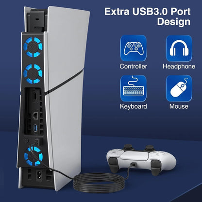 External Cooling Fan Cooler Game Accessories For Sony PlayStation 5 Slim Console