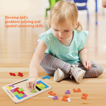 Coogam Wooden Blocks Puzzle Brain Teasers Toy 40, Vibrant, Multi-colored